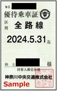 一部送料込◆神奈川中央交通◆神奈中 株主優待乗車証 バス全線 定期型 M-002