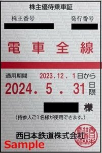 一部送料込◆西日本鉄道◆株主優待乗車証 電車全線 定期型 M-002