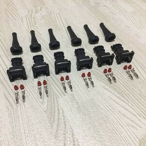 6個 DENSO インジェクター カプラー コネクター ワンタッチ EV1 AE86 4A-GE L20 L28 FJ20 CA18 RB26 RB20 RB25 4G63 B18 B16 デンソー 角型