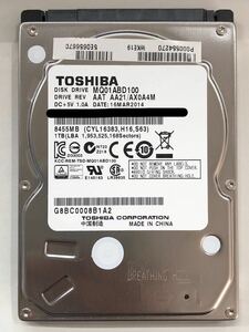 使用時間 5180時間 正常 TOSHIBA MQ01ABD100 1000GB 1TB s20231204-207