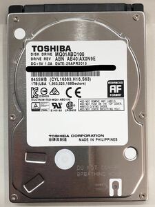 使用時間 3094時間 正常 TOSHIBA MQ01ABD100 1000GB 1TB s20231204-206