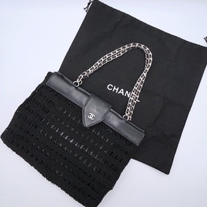 ☆１円～☆CHANEL　チェーン　トートバック　ショルダー　編みバック　レザー　ブラック　シャネル