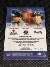 2003 FLEER HOT TRIPLE PATCH CHIPPER JONES チッパー・ジョーンズ TROY GLAUS LANCE BERKMAN 21/50_画像4