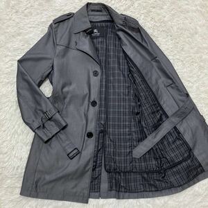 BURBERRY BLACKLABEL バーバリーブラックレーベル トレンチコート ライナー付 ノバチェック ベルト付き シルバー Mサイズ