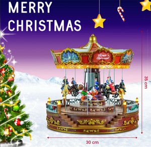 ■0014クリスマスオルゴール クリスマス装飾 LED 発光 回転可能 メリーゴーランド クリスマス置物 樹脂製