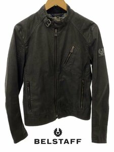 TK 希少 ルーマニア製 Belstaff ベルスタッフ 雰囲気◎コーティング仕様 立ち襟シングル ライダースジャケット 国内正規