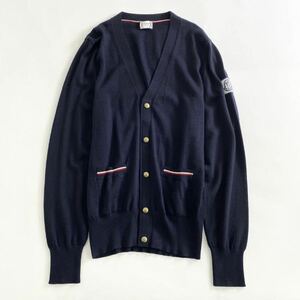 ◯42L7 イタリア製 MONCLER モンクレール MAGLIA TRICOT CARDIGAN M ネイビー カーディガン 羽織 Vネック ワッペン