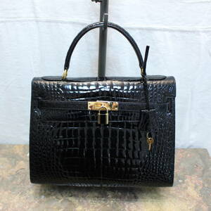 SHINING CROCODILE LEATHER BELTED HAND BAG/シャイニングクロコダイルレザーベルテッドハンドバッグ