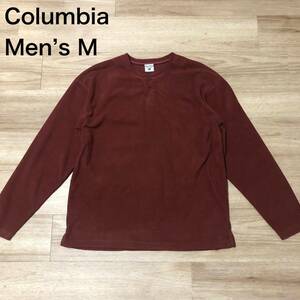 【送料無料】Columbiaフリース生地ヘンリーネックロンT ブラウン　メンズMサイズ　コロンビア長袖Tシャツボタンアウトドア