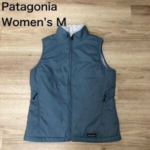 【送料無料】Patagoniaジップアップ中綿ベスト　レディースMサイズ　パタゴニアアウトドア登山グレー