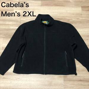 【送料無料】Cabela’s ジップアップフリースジャケット黒　メンズ2XLサイズ　カベラスビッグサイズ大きいサイズ