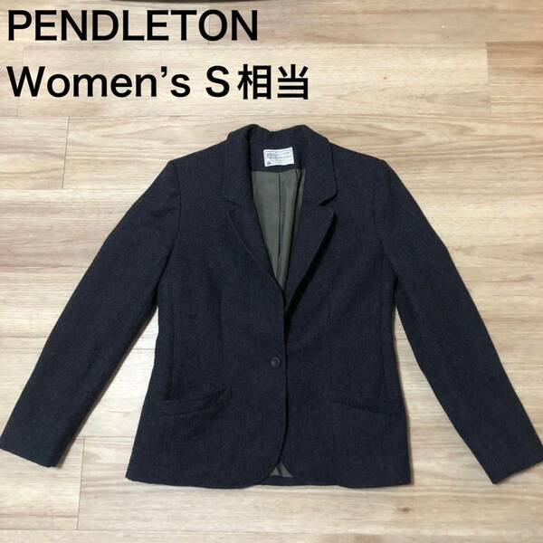 【送料無料】USA製PENDLETON ウール100%1ボタンテーラード ジャケット　グレー　レディースSサイズ相当　ペンドルトン