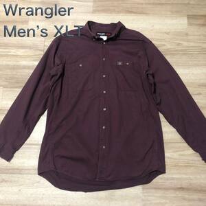 【送料無料】Wrangler RIGGS WORKWEAR長袖ワークシャツ　ワインレッド　メンズXLTサイズ　ラングラー