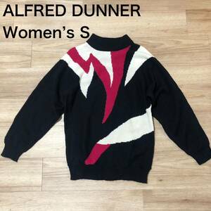 【送料無料】ALFRED DUNNERニットセーター長袖　黒白ピンク　レディースSサイズ