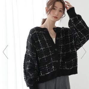 ツイードライクチェックカーディガン