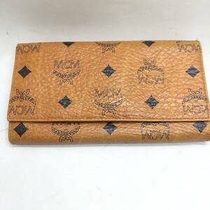 ☆MCM エムシーエム 二つ折り 長財布 ロゴグラム ヴィセトス 小銭入れあり 財布 キャメル ブラウン メンズ レディース 現状品 ☆K80650