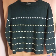 ★最終価格★＊グリーンに白とレモン色の編み込みのセーター＊_画像1