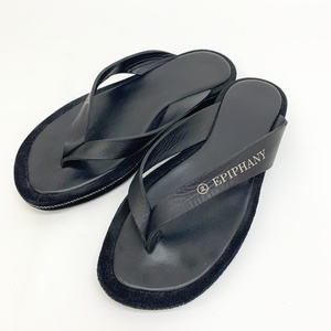 ベッドフォード 22SS Leather sandals レザー サンダル トング スエード切替 シューズ メンズ ブラック BED J.W. FORD 靴 DF7755■