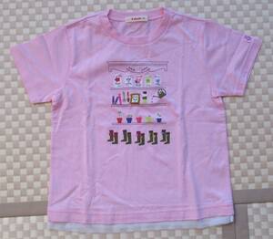 新品　未使用　タグ無し　ファミリア　f-dash　130サイズ　半袖Tシャツ　カットソー　ピンク　チュール　ガーデンプリント　子供服　キッズ