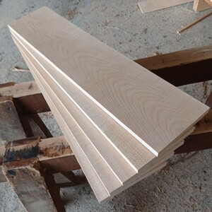 B-1462【66×14.7～16×1.5cm】国産ひのき　板　5枚セット　テーブル　棚板　看板　一枚板　無垢材　桧　檜　DIY