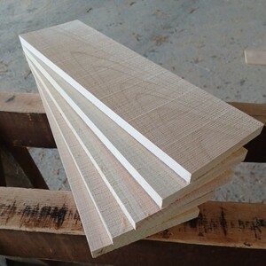 B-1470【43×12.2～13×1.5cm】国産ひのき　板　5枚セット　テーブル　棚板　看板　一枚板　無垢材　桧　檜　DIY