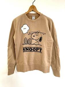 人気★UNIQLO×PEANUTS ユニクロ×ピーナッツ UT SNOOPY スヌーピー 両面プリントスウェットシャツ ベージュ S