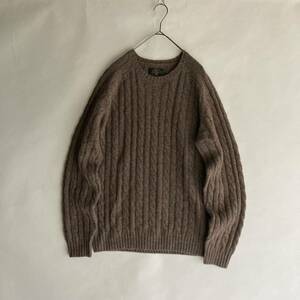 【美品】 BEAMS PLUS ビームスプラス ケーブルニット セーター 5ゲージ クルーネック 定番 ベーシック モカ size L sk