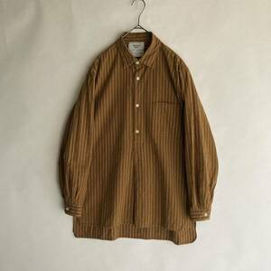 YAECA WRITE made in Japan Yaeca light pull over stripe shirt long Silhouette nappy processing Work style brown group size S