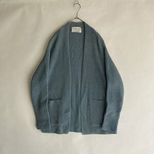 TOMORROWLAND tricot トゥモローランドトリコ ノーカラー ニット カーディガン ワッフル編み コットン × ナイロン ブルー系 size S