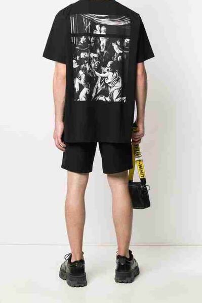 正規 新品 20SS OFF-WHITE c/o VIRGIL ABLOH OFF WHITE CARAVAGGIO オフホワイト カラヴァッジォ Tシャツ 黒 XXS OMAA038S20185005