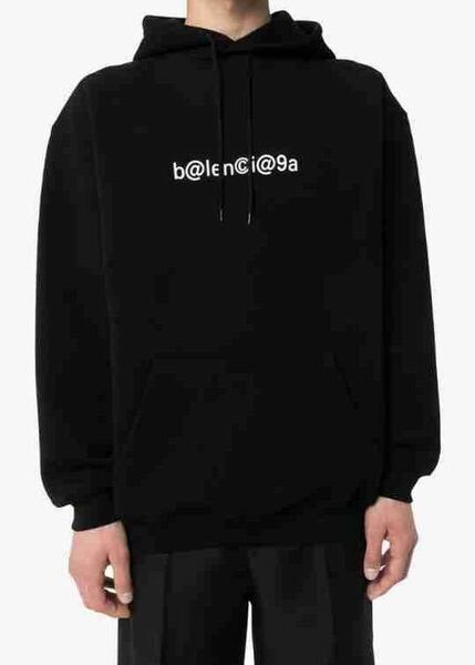 正規 新品 20SS BALENCIAGA バレンシアガ b@leni@9a DEMNA GVASALIA ロゴ プルオーバー フーディー パーカー 黒 XXS 570811 TIV51