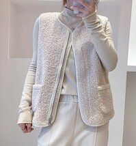 *:XL*:.冬の おしゃれ レディースボアベストジャケット アウター もこもこ ゆったり 着痩せ_画像3