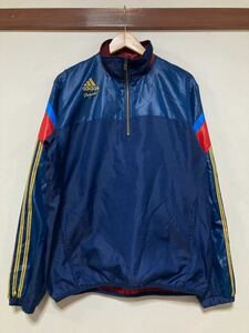 や1243 adidas Professional アディダス プロフェッショナル ハーフジップ ウインドブレーカー ウインドジャケット 裏メッシュ ネイビー L