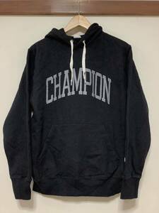 は1259 Champion チャンピオン スウェットパーカー HOODIE フーディー M ブラック プルオーバー 裏パイル