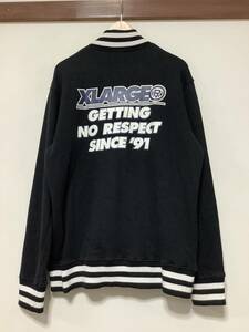 み1255 XLARGE エクストララージ スウェットスタジャン バーシティ XL ブラック ストリート 裏起毛