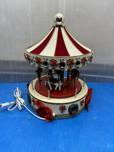 ●HOLIDAY WORKSHOP ホリデー 16’ Christmas Carousel クリスマス メリーゴーランド 電子オルゴール 簡易動作のみ確認 中古保管品●