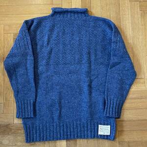 NIGEL CABOURN GUERNSEY SWEATER サイズ表記52 日本製 中古品 ネイビー ウールセーター ハイネック タートルネック ナイジェルケーボン