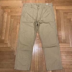 orSlow オアスロウ ファティーグパンツ SLIM FIT FATIGUE PANTS サイズ表記XXL 5 カーキ 日本製 中古品 バックサテン ベイカーパンツ