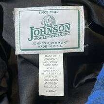 US製 JOHNSON WOOLEN MILLS ウールジャケット サイズ表記L ブルー ブロックチェック アメリカ製 中古品 バッファローチェック USA _画像9