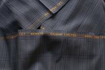 デッドストック／ビンテージ 大同毛織 （ダイドーリミテッド） MILIONTEX 　ブルーグレー チェック 仕立て 生地 紳士服地 約1.9m_画像3