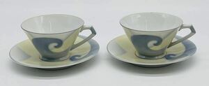 【い-12-2】Noritake カップ＆ソーサー 2客 セット 日陶 昭和レトロ ティーカップ 日本製 コレクション オールドノリタケ 中古品