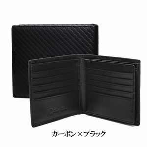 二つ折り財布 牛革 本革 メンズ財布 ブランド 財布 メンズ大容量 コンパクト 高級本革 カーボン×ブラック