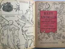 ■ARTBOOK_OUTLET■ 63-101 ★塗り絵 ヴィンテージ カラーリング ブック 米国 1957年 BABY ANIMALS 手芸 デザイン 参考 図案 GOLDEN PRESS_画像2