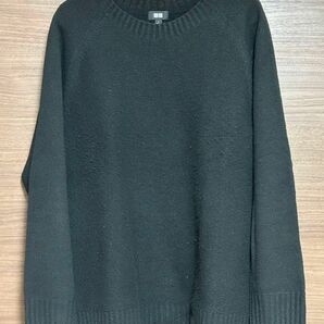 ユニクロ UNIQLO 3Dスフレクルーネックセーター（長袖） ブラック Lサイズ