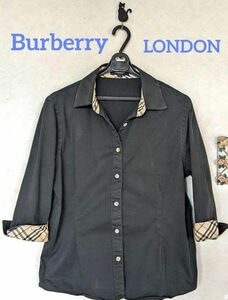 Burberry LONDN　 レディース七分袖黒シャツ