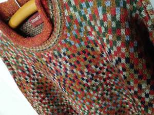 ☆美品☆example by missoni ミッソーニ アルパカウール モックネックニット/セーター S (XL相当) マルチカラー/モザイク柄 made in italy 