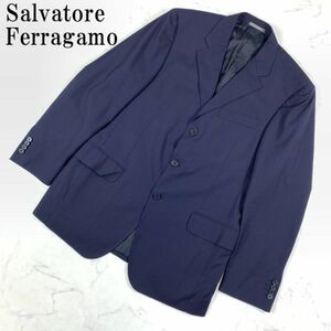 LA9264 サルヴァトーレフェラガモ テーラードジャケット ダークネイビーSalvatore Ferragamo 濃紺 大きいサイズ 裏地あり ウール100％ 50