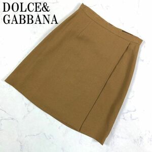 LA9441ドルチェ&ガッバーナ ウールスカート カーキ系 裏地あり D&G DOLCE&GABBANA ウール100％ 26/40