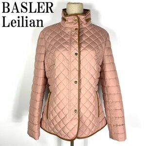 LA9736 レリアン バスラー キルティング中綿ジャケット ピンクベージュ系Leilian BASLER 裏地あり ハイネック ジップアップボタン 9