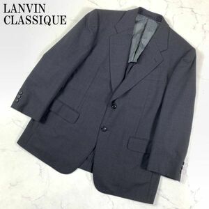 LA9778 ランバンクラシック テーラードジャケット ダークグレー LANVIN CLASSIQUE 半裏仕立て ネーム刺入り ウール100％ 46